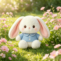 Boneka kelinci telinga jatuh yang aman untuk kulit, estetis, dan lucu, dengan pakaian kerah khusus, mainan kelinci lembut untuk dekorasi estetis kamar bayi.