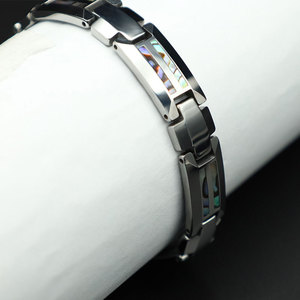 Men's Tungsten Steel Bracelet Inlaid With Seashell Geometric Design Gift Jewelry - Product Image 3