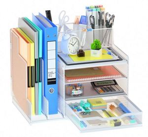<b>Metal</b> Mesh 4-Tier Paper Letter Tray Desk Storage and Accessories Office Desktop Organizer <b>File</b> Trays - Product Image 4