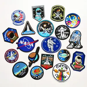 Kostüm astronot logo insignia demir on özel 3d embroideredbadges yamalar