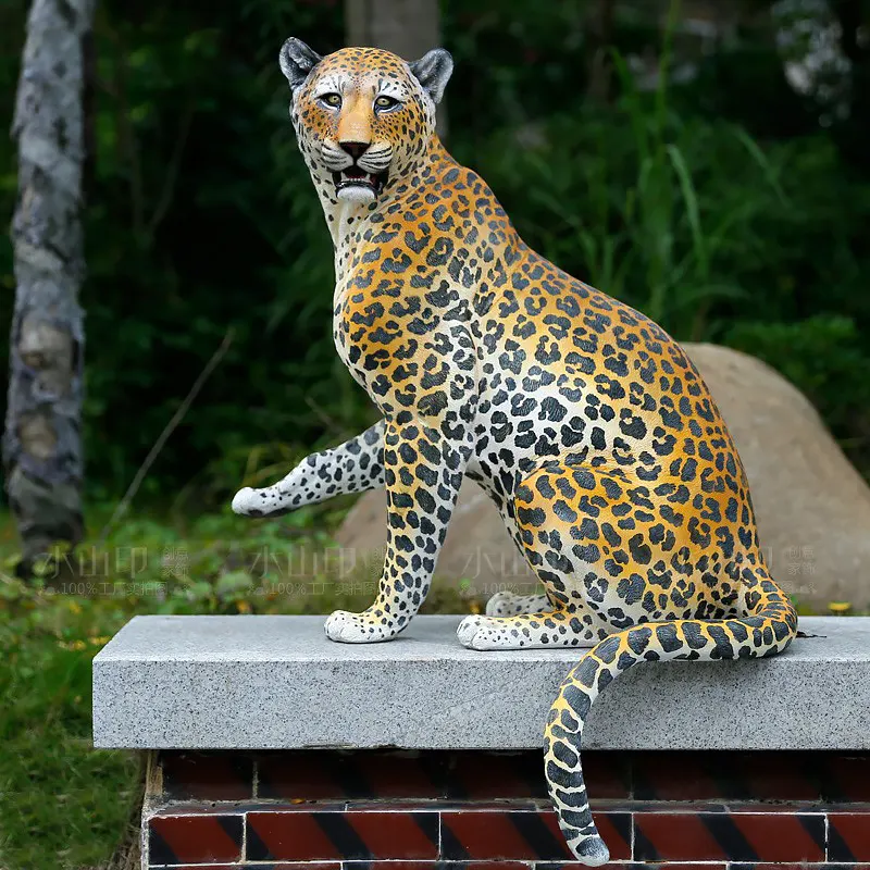 Yaşam boyutu çita heykeli simülasyon leopar büyük fiberglas dev Polyresin hayvan heykel için açık hava bahçe dekorasyonu