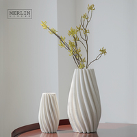 Vas Bunga Cetak 3D Merlin Living, Vas Meja Makan, Vas Pernikahan, Vas Tanah Liat Rustic untuk Dekorasi Rumah, Pabrik Keramik Chaozhou