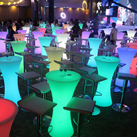 Ensemble de table de bar moderne avec barre lumineuse LED à changement de couleur, durable, résistant à l'eau, en PVC écologique, tabourets de bar commerciaux, salle de sport, hôtel, salle à manger