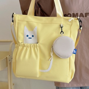 Pink Canvas Shoulder Bag With Cat Pocket 20-35L Water Resistant School Tote For Women Students - Product Image 4