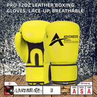 Gants de boxe professionnels en cuir à lacets de 12 oz pour adultes, de haute qualité, légers, anti-humidité, avec logo personnalisé, pour le kick-boxing, vente en gros