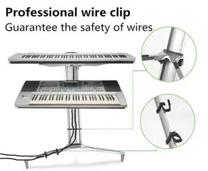 Ağır ayarlanabilir klavye ve piyano standı elektrikli dijital klavyeler için taşınabilir 2 Tier alüminyum müzik standı