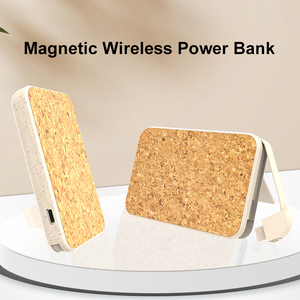 Soporte plegable de Banco de energía inalámbrico de paja de trigo y bambú 5V2A con salida de 10W Succión magnética tipo C incorporada - Product Image 5