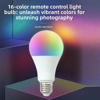 Ampoule LED E27 à télécommande RGB colorée, fonction de gradation, lumière d'ambiance intelligente, corps en aluminium, 200 lumens, 1