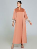 Modeste élégant musulman Maxi robe manches cloche paillettes frange jupe polyvalent élégant