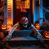 Halloween Skeleton Ornament, Light & Sound Pirate Crawling Ghost, Haunted House Escape Room Scene Decor Props Wholesale
