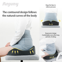 Coussin de siège en mousse à mémoire de forme en U, antidérapant, orthopédique, pour soulager les douleurs de la prostate, du coccyx, de la sciatique et du dos, amovible, lavable, 100% pour le bureau