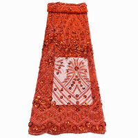 Tissu en dentelle perlée de haute qualité en gros pour robe de mariée, tissu en dentelle filet élégant avec perles et paillettes pour occasions haut de gamme