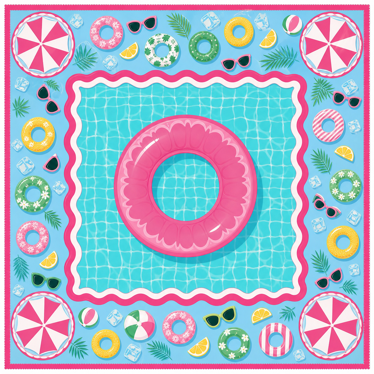 Pink Blue Swimming Pool