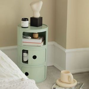 Mueble de almacenamiento redondo de plástico, mesa auxiliar de varios niveles para dormitorio, sala de estar, diseño minimalista moderno - Product Image 2
