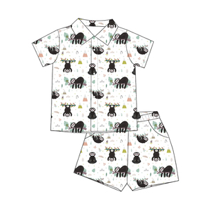 Conjunto de Pijama de Manga Corta para Niños, de Seda de Leche, con Botones, Ropa de Dormir Infantil, Impresión Personalizada, OEM - Product Image 2