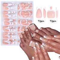 Lot de 144 faux ongles à presser en ABS, forme cercueil courte et carrée, pour orteils et doigts, vente en gros