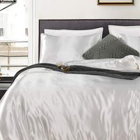 Ensemble de literie en satin soyeux de luxe pour hôtel et maison, doux et durable, 3 pièces, housse de couette et taie d'oreiller