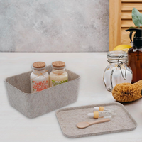 Organiseur de tiroir de bureau au design minimaliste et écologique, boîtes de rangement en feutre couleur avoine, décoration intérieure