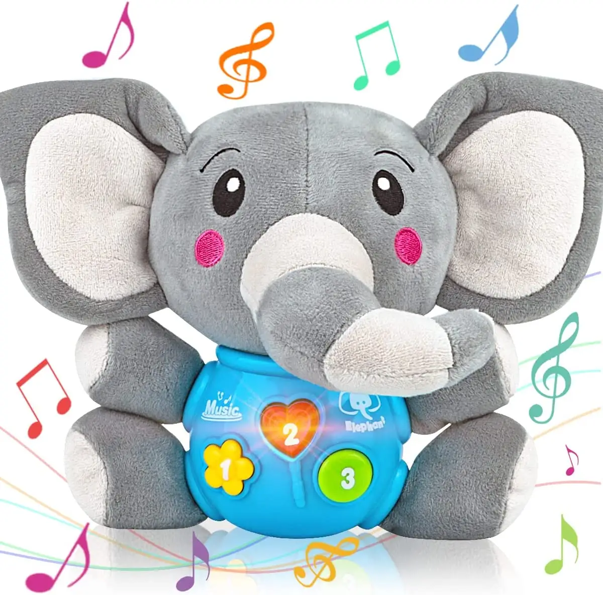 Elefante eléctrico de dibujos animados, Juguete musical, peluche