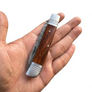Couteau pliant de poche en acier Damas, manche en bois, haute qualité, multifonctionnel, qualité industrielle, 59-60HRC, verrouillage arrière, garantie 3 ans - Product Image 2