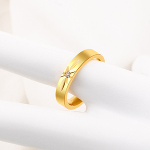 Star Design Diamond Couple <b>Rings</b> Gold Plated <b>Titanium</b> Steel Wedding Jewelry Unisex XYR0088 - Product Image 4