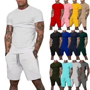 2022 Großhandel Custom Summer Neuankömmling Polyester Jogging Sportswear Gym Trainings anzug und kurze 2-teilige Shorts Herren T-Shirt Set