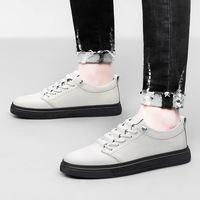 Nouvelles Chaussures Décontractées Basses pour Hommes en Cuir de Vachette Grande Taille, Respirantes, Couleur Unie, pour l'Extérieur, Printemps-Automne-Hiver