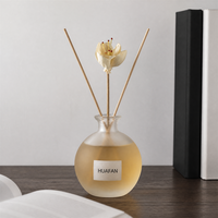 Diffuseur de parfum d'ambiance de luxe 250 ml en verre rond avec logo personnalisé – Bouteille décorative haut de gamme pour la maison
