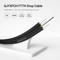 Kabel Drop FTTH DEKAM 2-12 Core Single Mode G657A LSZH Kabel Serat Optik Indoor dengan Kawat Baja Garansi 5 Tahun Kompatibel 5G