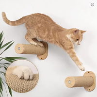 Hamac mural moderne en bois pour chat avec 2 marches en sisal, meubles pour chat, perchoirs pour grimper, étagères, lit mural de luxe pour chat