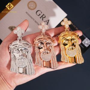 Colgante de Moissanita de Moda, Colgante de Jesús, Plata de Ley 925, Moissanita con Incrustaciones de Diamantes, Joyería con Certificado GRA y Caja de Regalo - Product Image 6