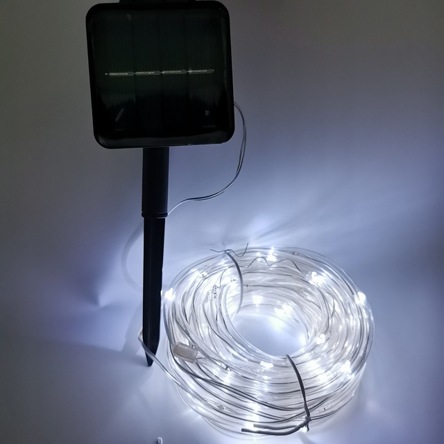 5M 100LEDs Christmas Lights Outdoor Waterproof Decorative LED Solar Powered PVC Tube String Light