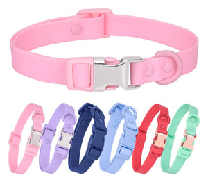 Macaron Color Adjusta ble Wasserdichtes <span class=keywords><strong>PVC</strong></span>-Hunde halsband Schmutz beständiges Silikon-Haustier halsband - Product Image 2