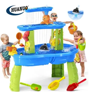 Beach Summer 2024 Upgraded Sand Table Toys 3-Tier Electric Water Pump Rain Showers Water Table Kids