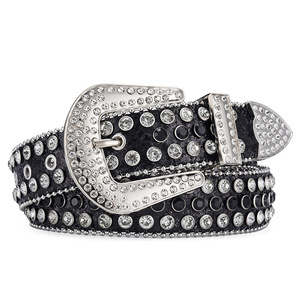 Designer Bb Simon Rivet Strass Sequin Hommes Casual Business <span class=keywords><strong>Ceinture</strong></span> À La Mode Acrylique Diamant Dames Boucle Style <span class=keywords><strong>Ceinture</strong></span> En Cuir - Product Image 4