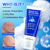 CHIC BEAUTE Limpiador Facial con Ácido Salicílico al 1% para Eliminar y Reparar el Acné, 100 ml, Tratamiento para el Acné, Limpiador Facial