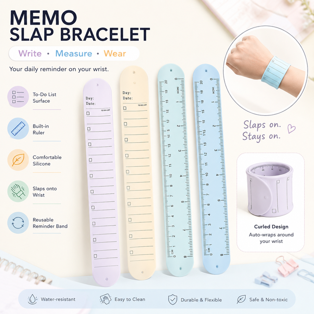 Wholesale Custom Logo Silicone Memo Slap Bracelet Wearable Note Wristband for Nursing Students Office Promotional Gift Bulk