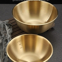 Bol à salade en acier inoxydable 201 doré, style coréen, simple paroi, bord roulé extérieur, polyvalent, pour mélange, idéal pour les fêtes, vente en gros
