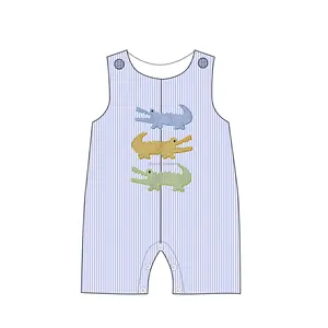 Yihui Barboteuse Bebe En Bambou ODM&OEM Short Sleeve And Mid Length Bamboo Woven Embroidery Baby Girls Rompers