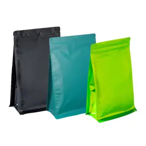 Waterproof Dampproof Custom Bottom Matte Black Resealable Zipper Bag Printing Logo Coffee Beans Packaging Bags With Valve