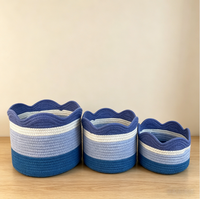 Panier en corde de coton tressée de haute qualité, écologique, personnalisable, avec poignée durable, design pliable, lavable, recyclable, rangement moderne