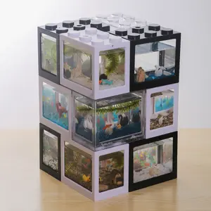 Unieke Kleine Micro Landschap Fish Tank Veel Verschillende Soorten Acryl Bouwsteen Aquarium Aquarium