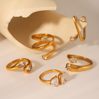 Perhiasan Pernikahan Tahan Air Merek H&C, Cincin Terbuka Berlapis Emas 18K dari Baja Anti Karat dengan Zirkon, Terlaris, untuk Wanita, Cocok untuk Hadiah