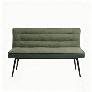 Modern Green Fabric <b>Sofa</b> <b>Bench</b> With Metal Legs Midcentury Design Living Room Furniture - Product Image 2