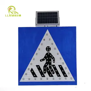 Papan aluminium tenaga surya LED tanda peringatan lalu lintas tanda elektronik untuk keselamatan jalan