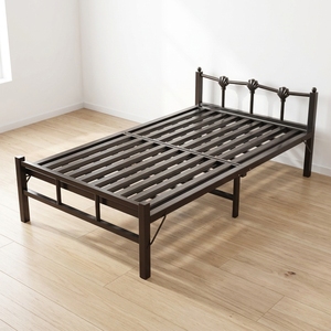 Lit simple portable au design moderne, taille standard, avec cadre métallique réglable et matelas souple, pour chambre à coucher - Product Image 2