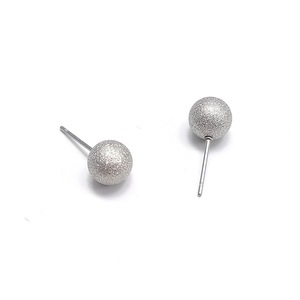 Stainless Steel Stud Earrings With <b>Sandblasted</b> Round Beads Ball Shape Simple Sparkly Fashion Accessories - Product Image 3