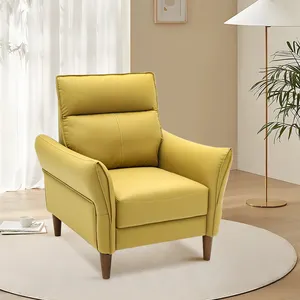 Modern kapalı oturma odası sandalye deri vurgu sandalye tek sarı Pu deri kanepe kol sandalye
