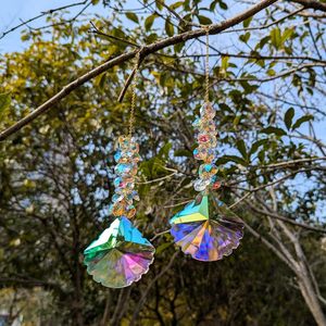 2 Pcs Thiết Lập Cầu Vồng Lăng Sò Nhà Sản Xuất Sò Mặt Dây Chuyền Mặt Trời Bắt Pha Lê Cho Sân Vườn Cửa Sổ Treo Trang Trí Nội Thất - Product Image 2