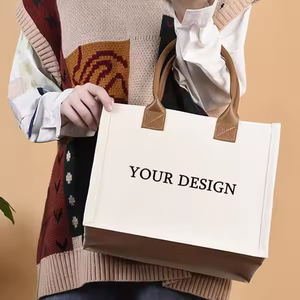 Sac fourre-tout en toile personnalisé avec logo, de haute qualité, durable, imperméable, laminé, en coton, pour cadeaux, promotionnels, avec poignée en PU, fabriqué en Chine - Product Image 1